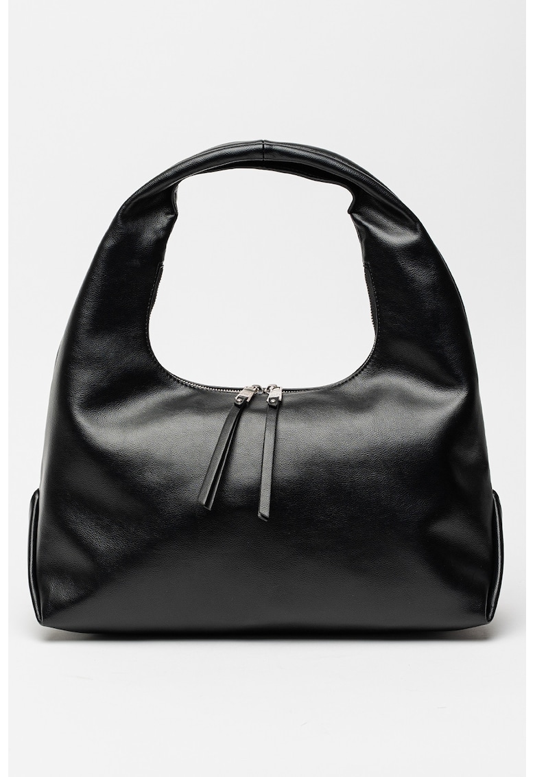 Geanta hobo de piele lacuita Iva - Negru