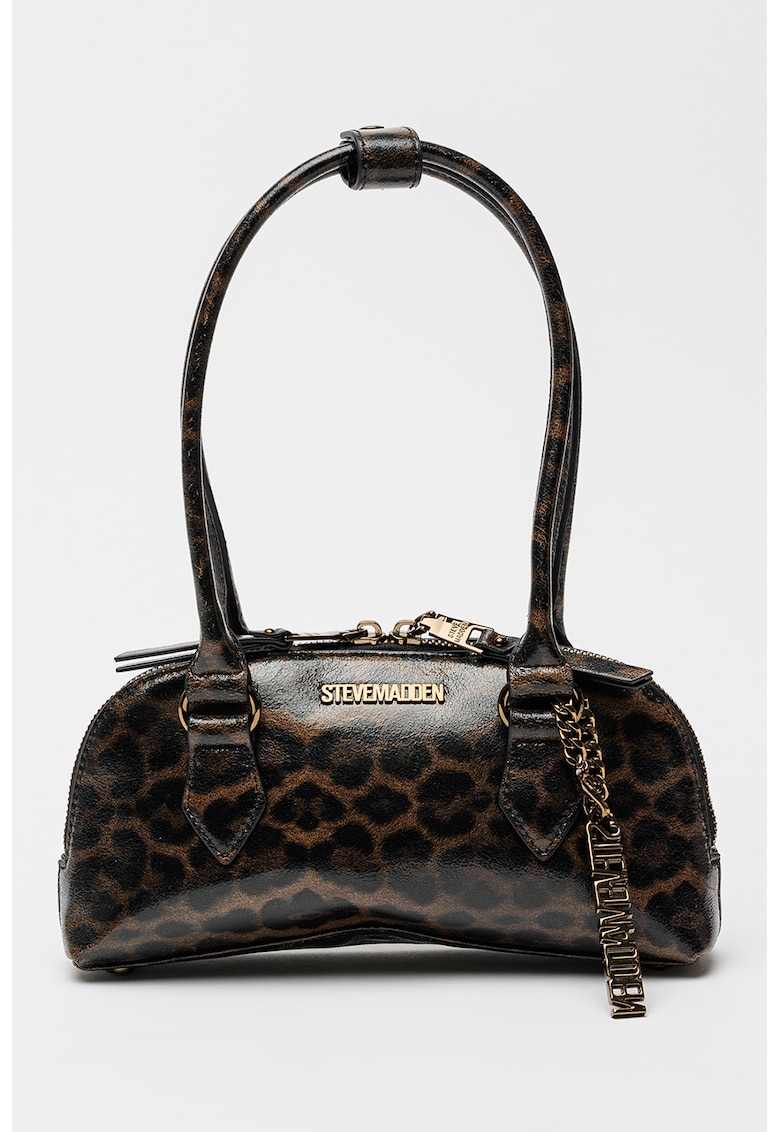Geanta de piele ecologica cu imprimeu leopard Bcurt-C - Maro inchis/Negru