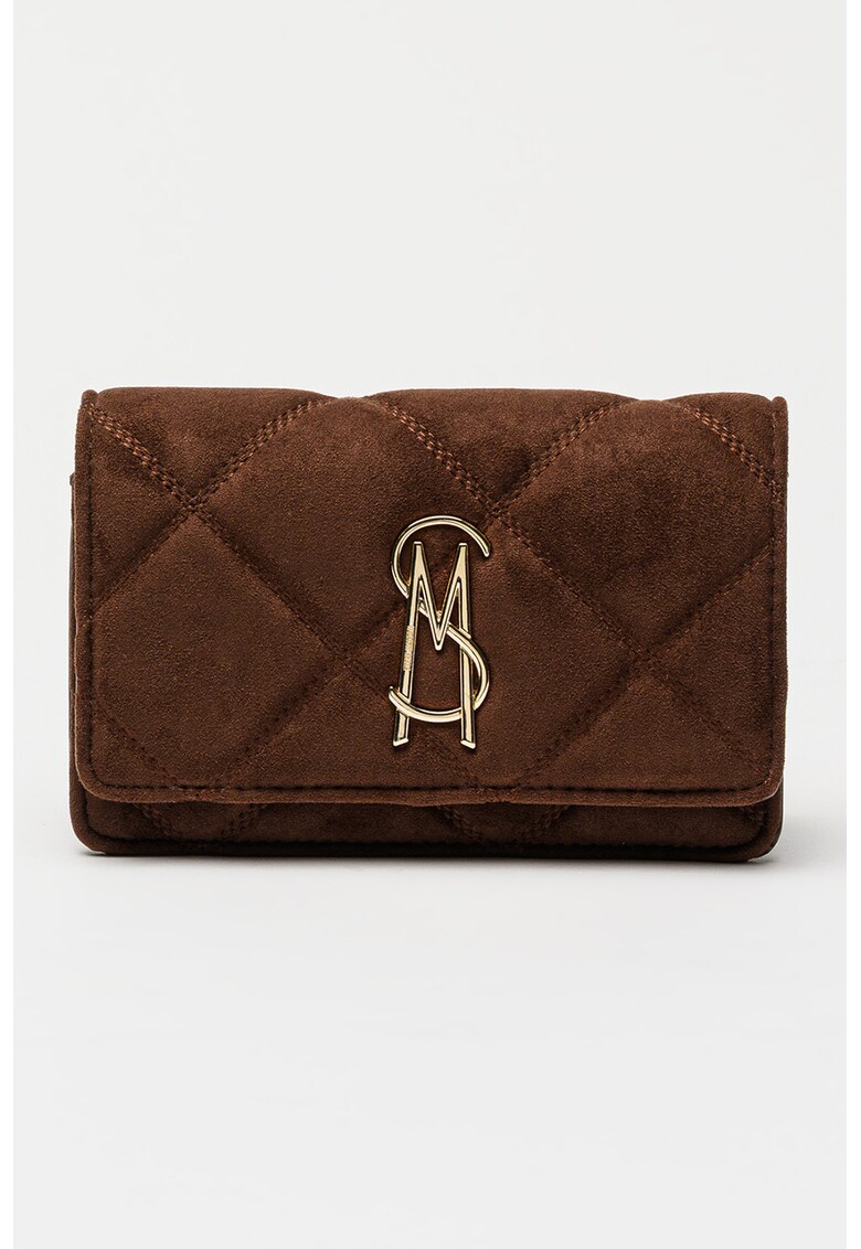 Geanta crossbody de piele ecologica cu logo metalic - Maro cognac