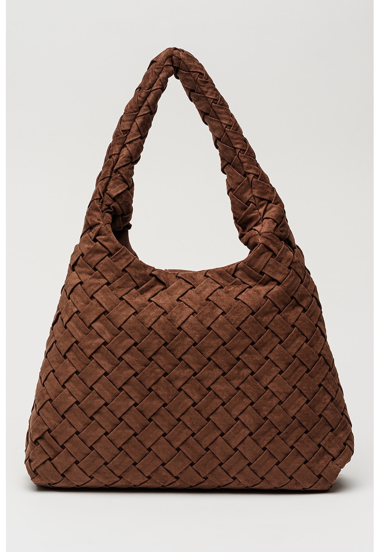 Geanta cu aspect tesut Brhianon - Maro cognac
