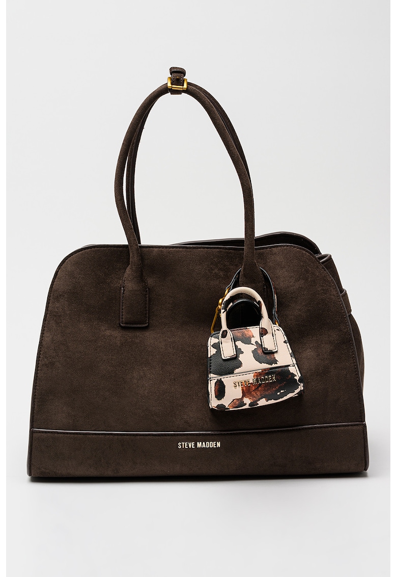 Geanta shopper uni cu talisman detasabill - Maro inchis