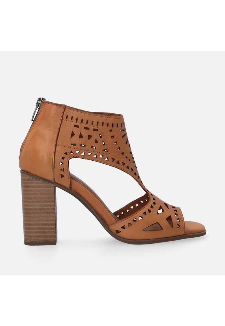 Sandale din piele cu varf decupat