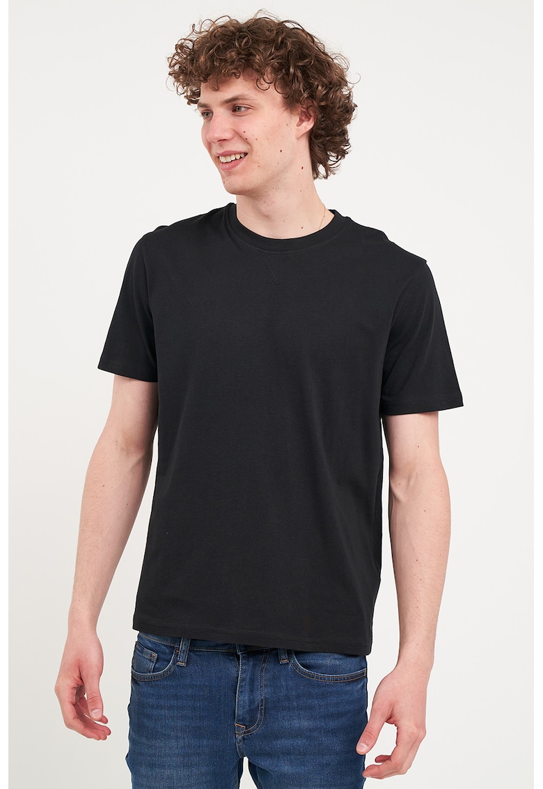 Tricou de bumbac cu decolteu la baza gatului