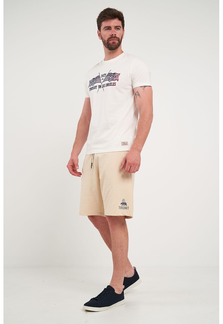 Bermude de trening cu imprimeu logo - Galben pai