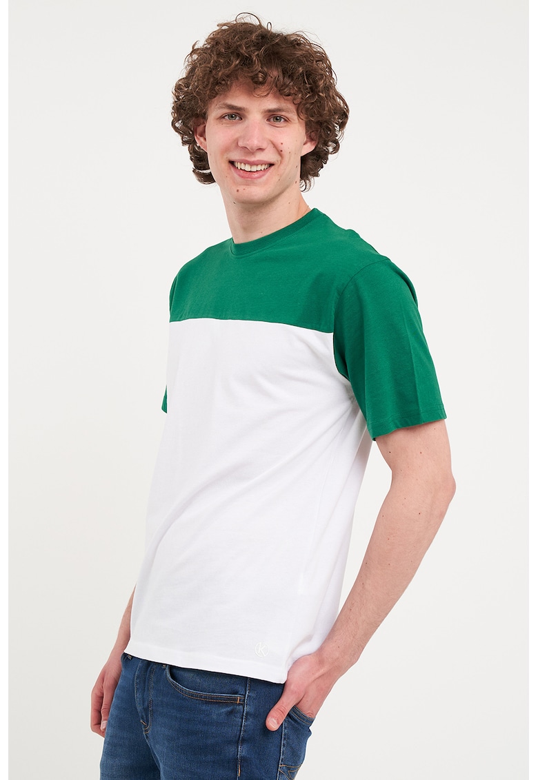 Tricou de bumbac cu aspect contrastant Tricou de bumbac cu aspect contrastant