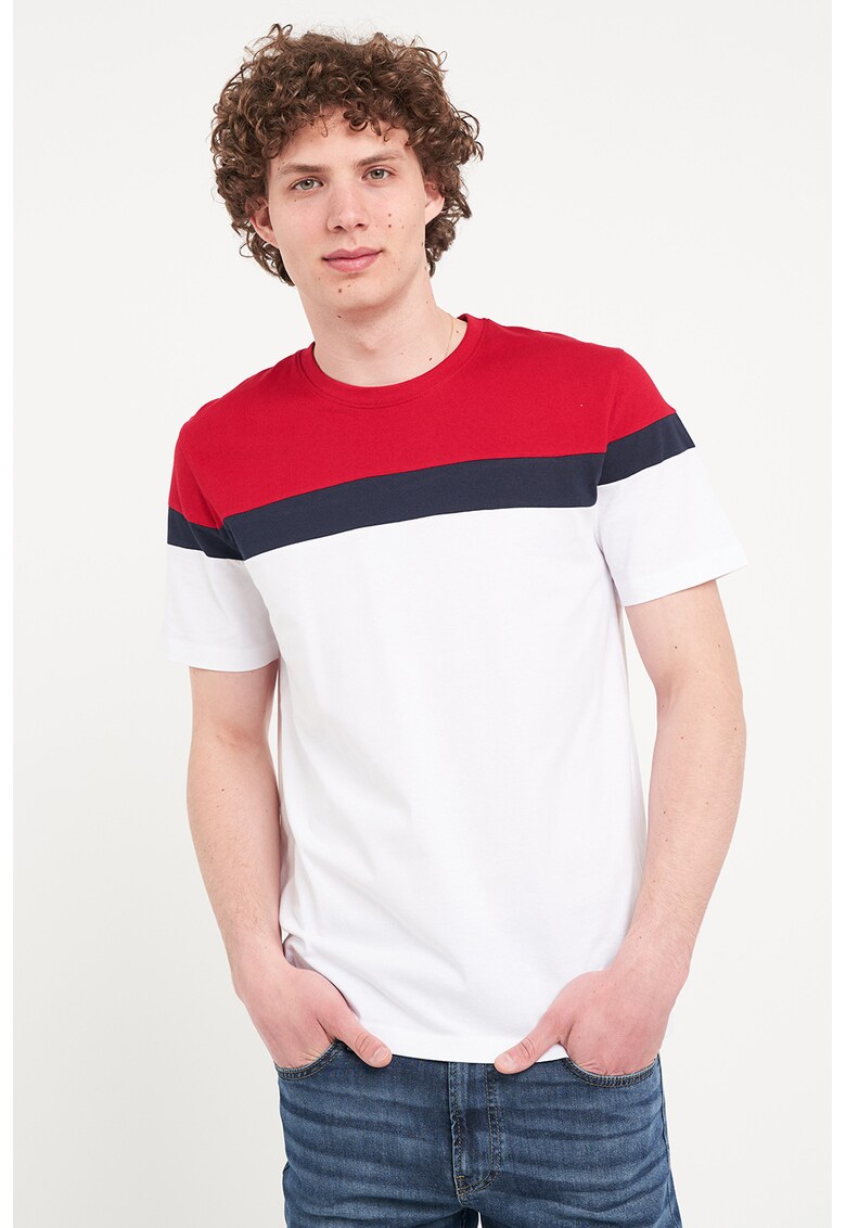 Tricou de bumbac cu decolteu la baza gatului