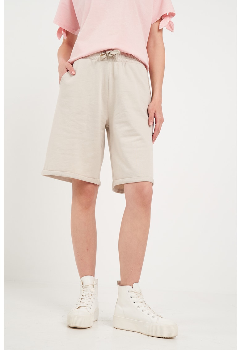 Pantaloni scurti cu snururi - Alb fildes