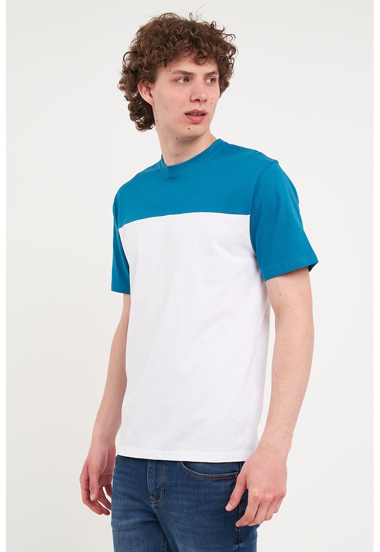 Tricou de bumbac cu aspect contrastant Tricou de bumbac cu aspect contrastant