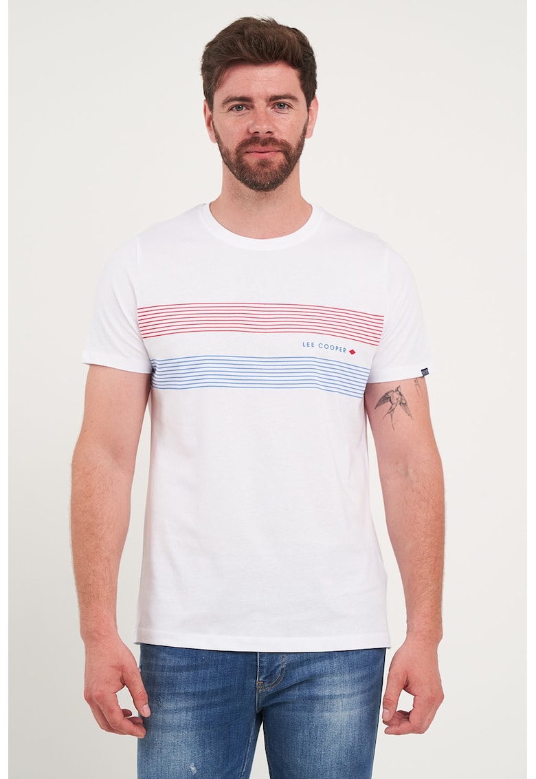 Tricou cu imprimeu logo - Alb/Albastru