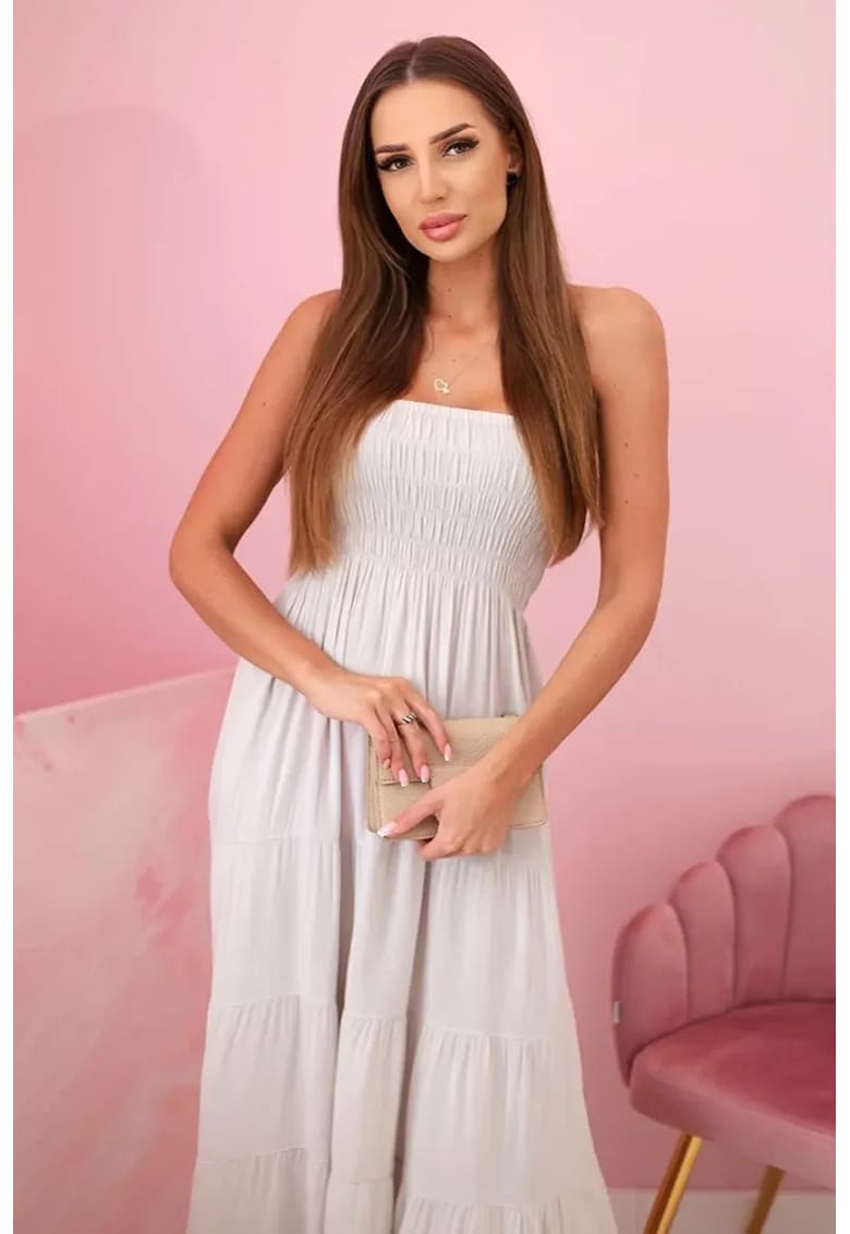 Rochie lunga cu fronseuri - fara bretele -