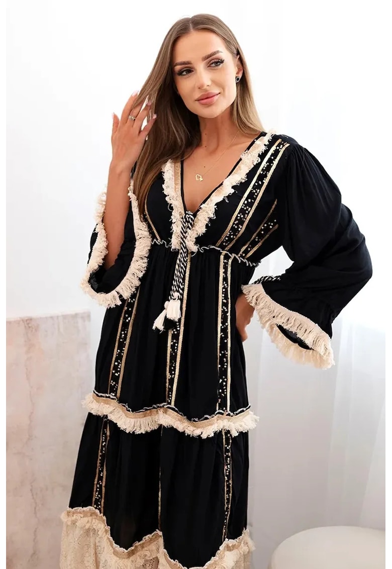 Rochie boho cu segmente din dantela -