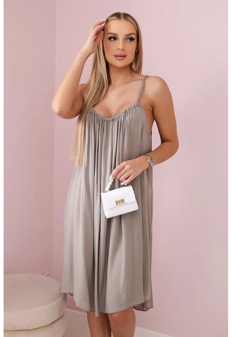 Rochie midi din viscoza cu bretele inguste -