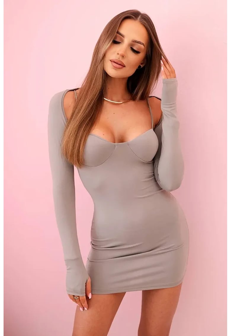 Rochie scurta cu bretele inguste si bolero -