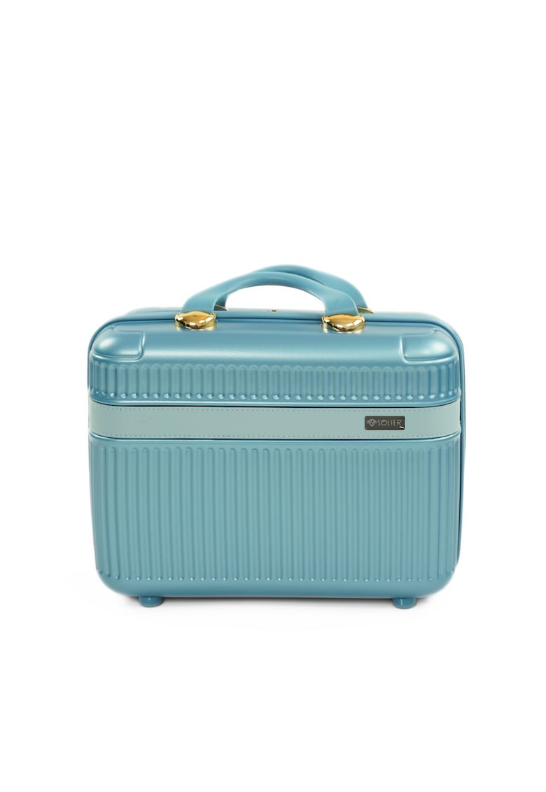 Geanta Solier tip cufar de voiaj 14"" ABS dur – bagaj de mana cabina - albastru Geanta Solier tip cufar de voiaj 14"" ABS dur – bagaj de mana cabina - albastru