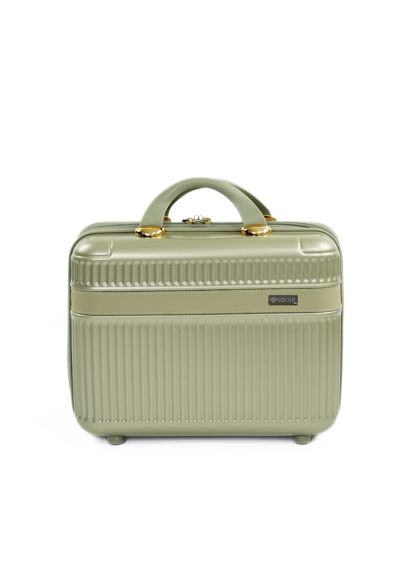 Geanta Solier tip cufar de voiaj 14"" ABS dur – bagaj de mana cabina - verde salvie