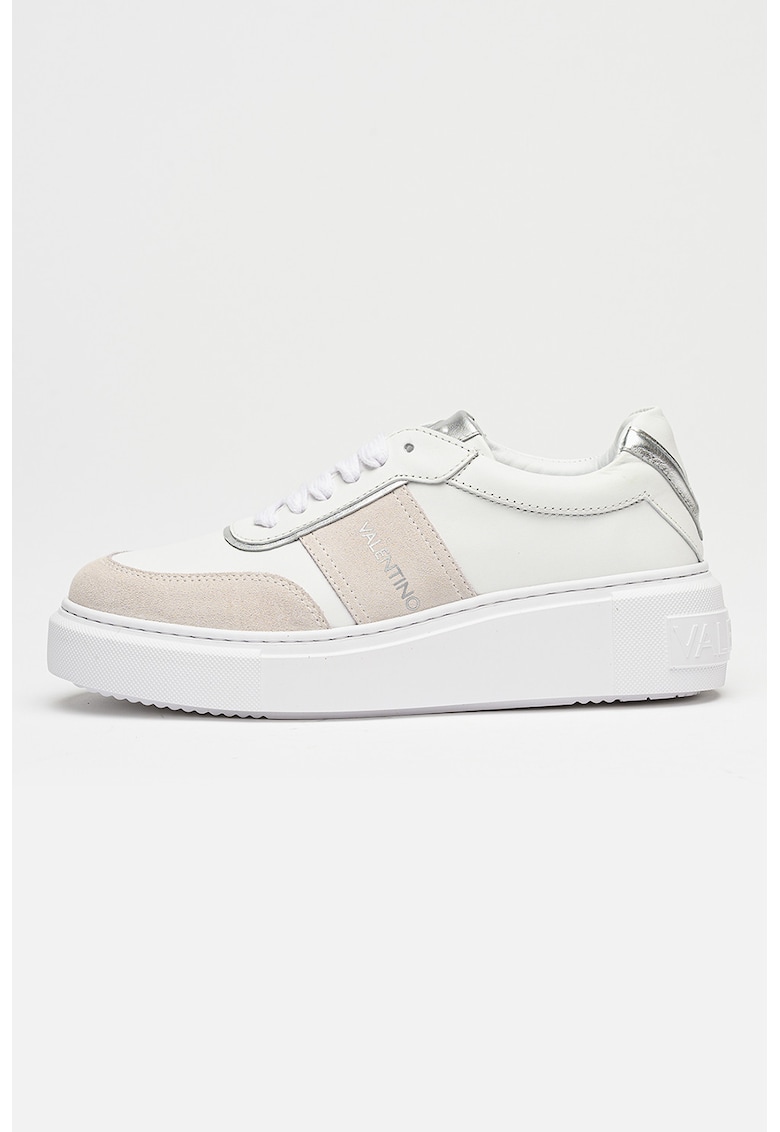 Pantofi sport de piele si piele intoarsa cu logo