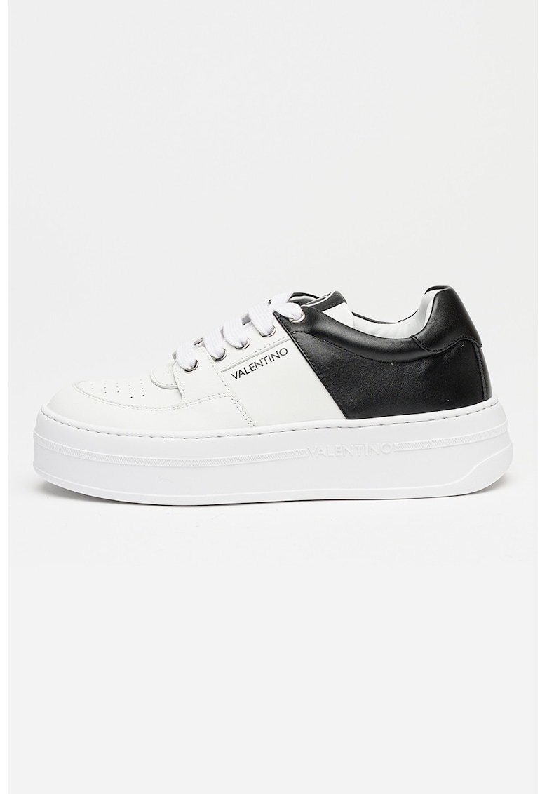 Pantofi sport de piele cu doua nuante - Alb/Negru