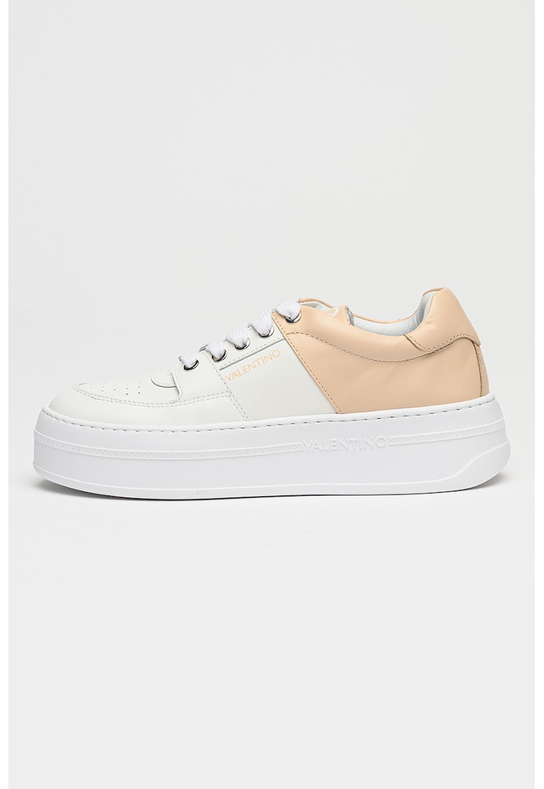 Pantofi sport de piele cu doua nuante - Alb/Piersica