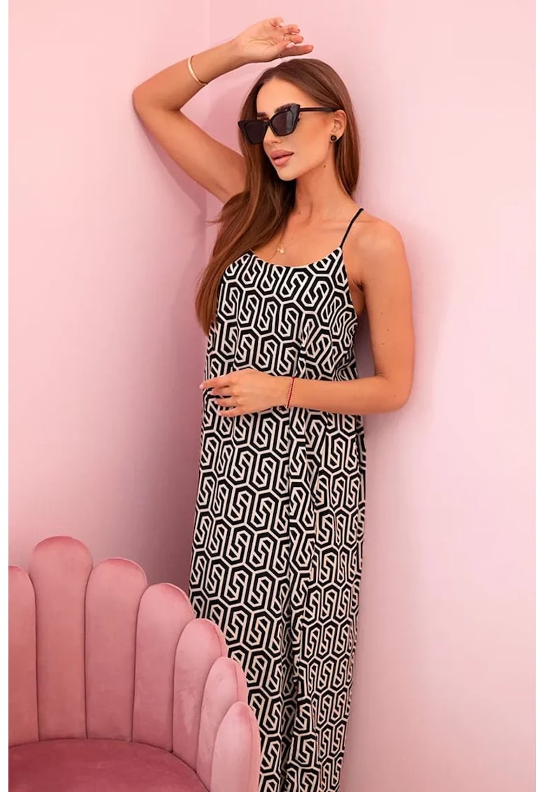 Rochie cu bretele subtiri si model geometric -