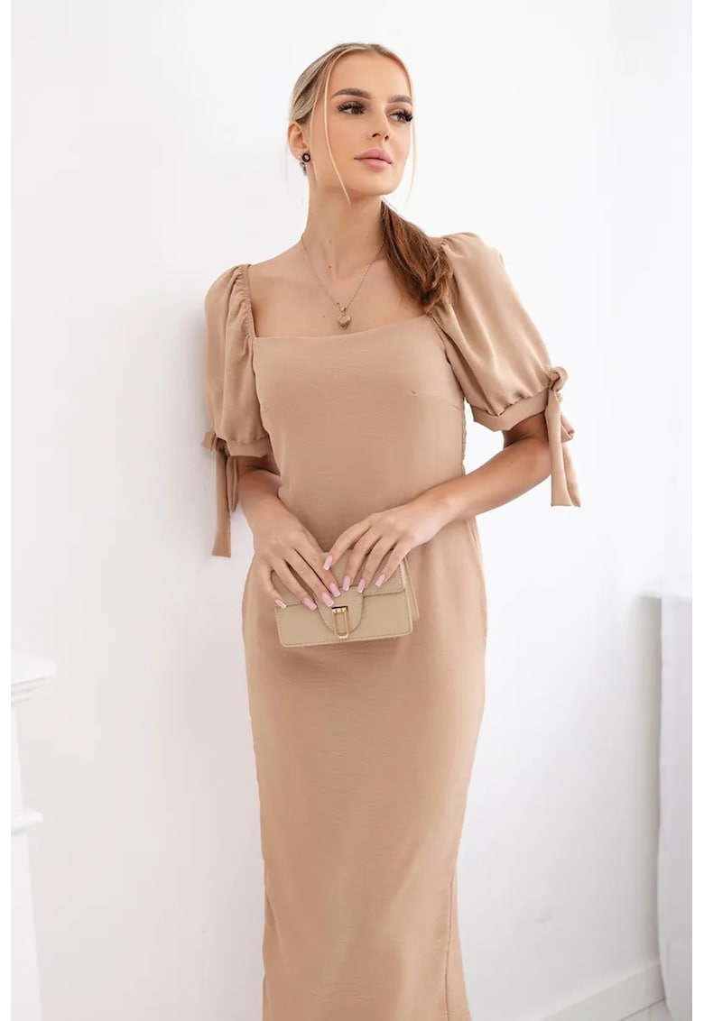 Rochie midi cu prindere la maneci - Rochie midi cu prindere la maneci -