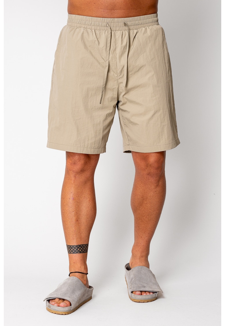 Pantaloni scurti din fas Taupe 17113 - Bej inchis