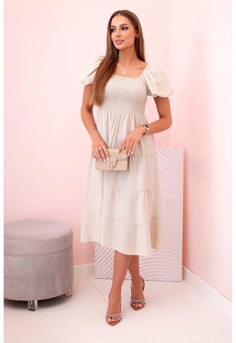 Rochie midi cu maneci bufante - Rochie midi cu maneci bufante -