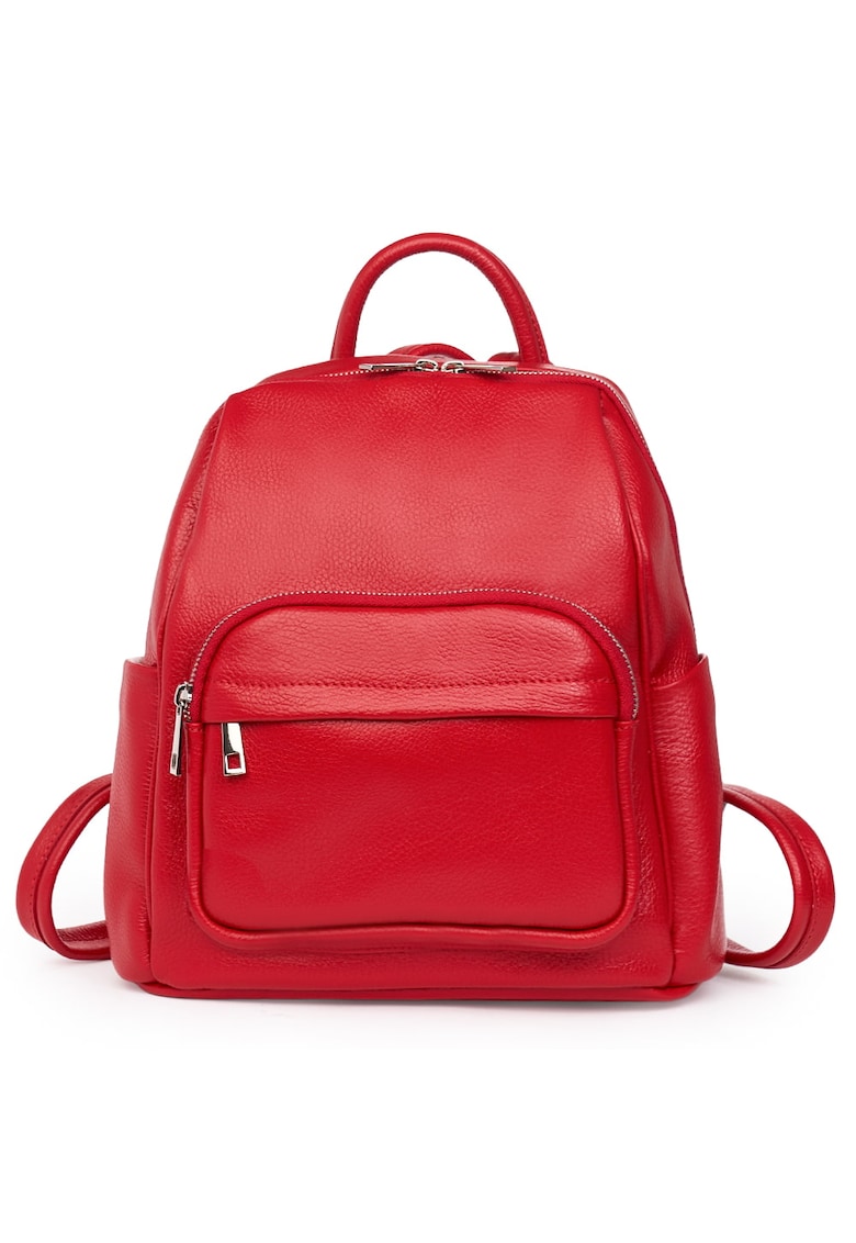 Rucsac din piele naturala  Vicenzo - rosu - 28x25x12cm