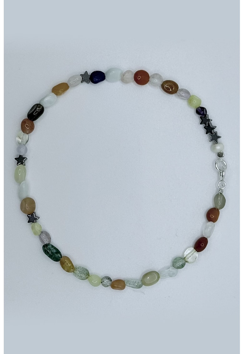 Bratara pentru glezna cu perle de cultura si pietre semi-pretioase