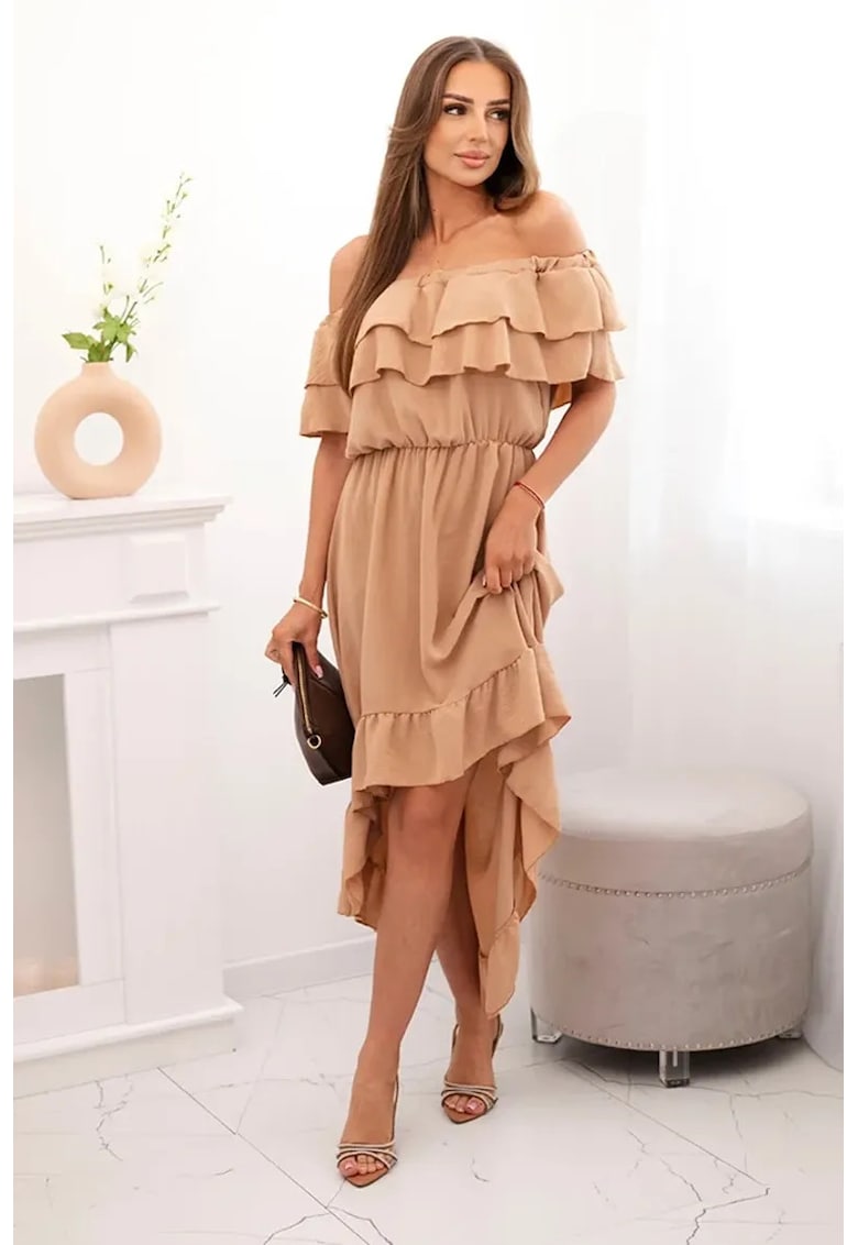 Rochie asimetrica cu volane -