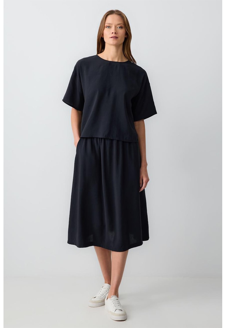 Fusta midi evazata din amestec de modal