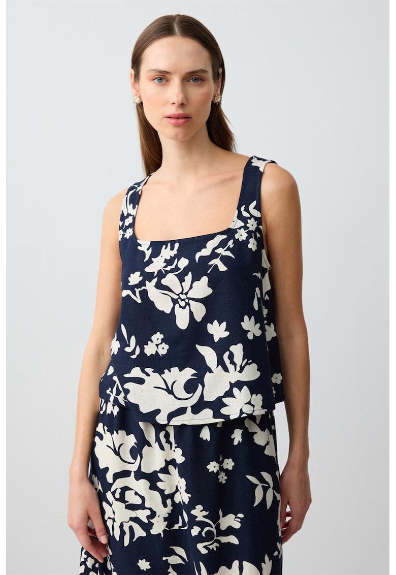 Bluza cu imprimeu si decolteu patrat