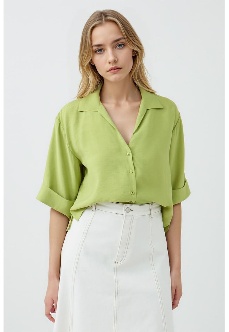 Camasa din amestec de modal cu maneci cazute