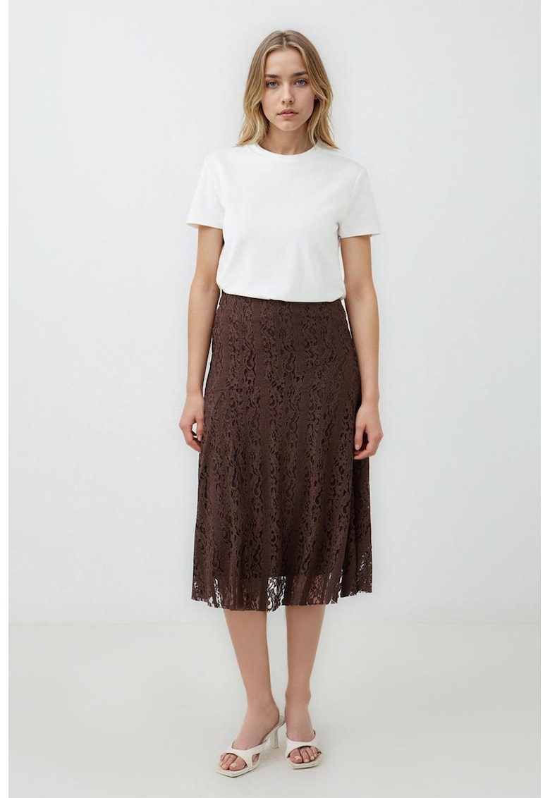 Fusta midi evazata din dantela