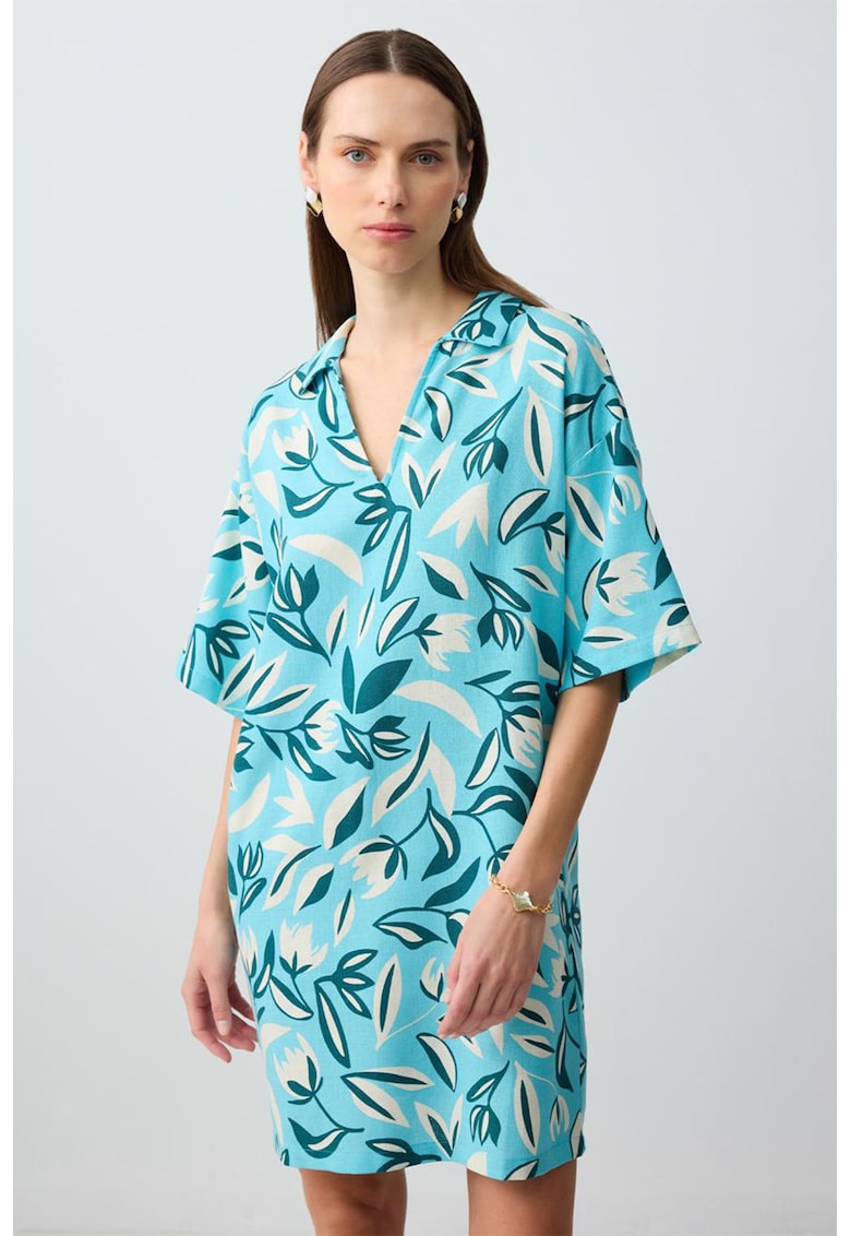 Rochie scurta supradimensionata - Alb/Albastru deschis