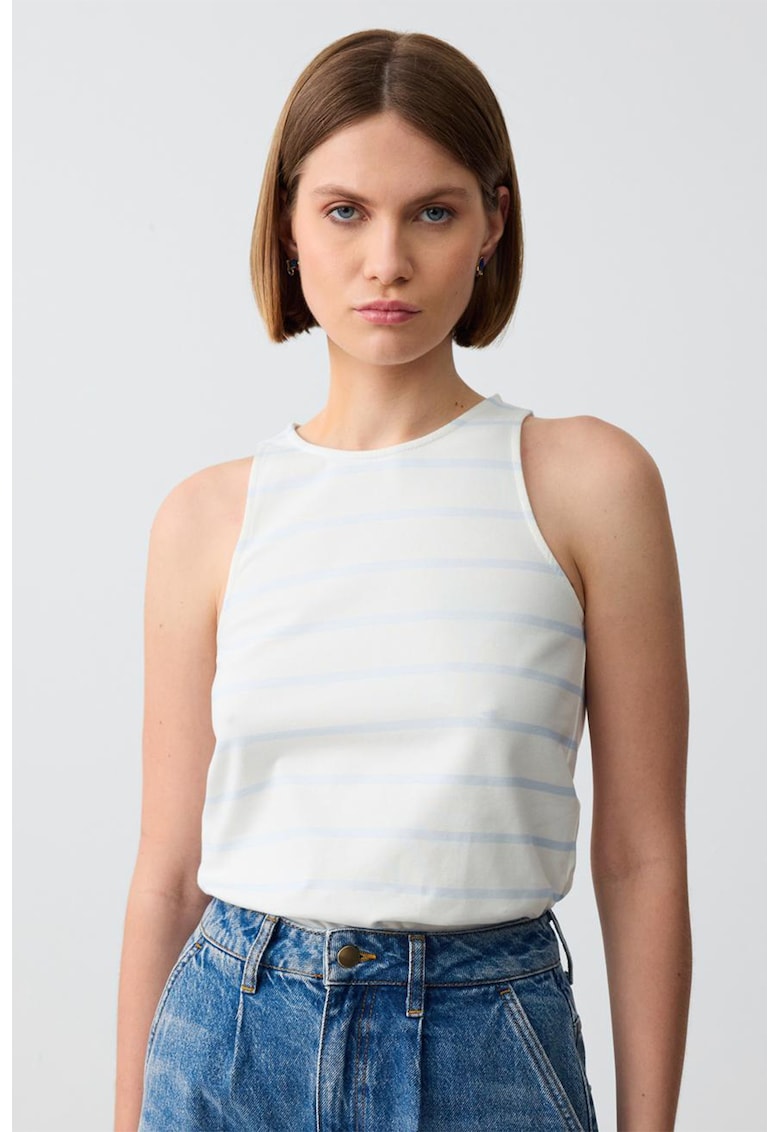 Top din amestec de bumbac cu dungi