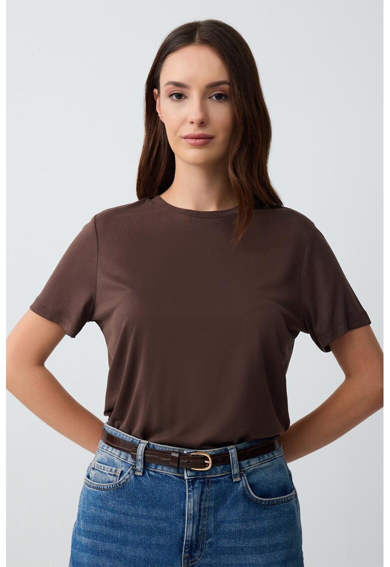 Tricou lejer din amestec de modal - Maro inchis