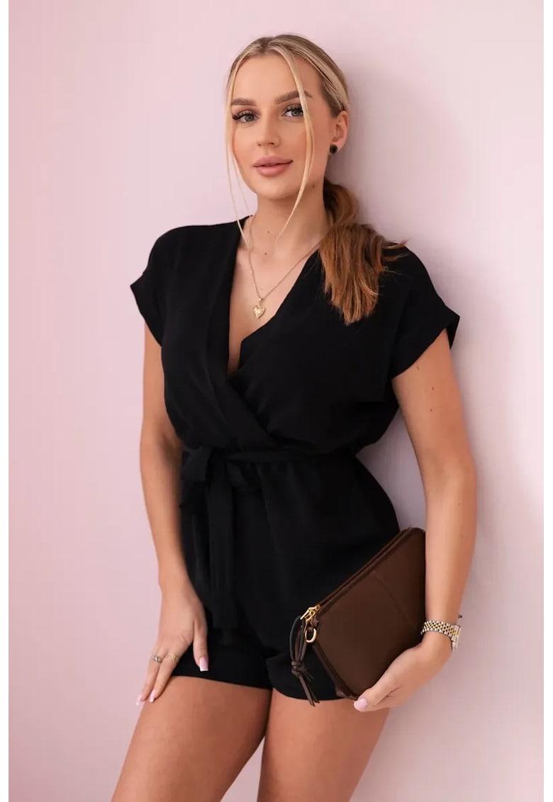 Salopeta scurta cu cordon in talie -