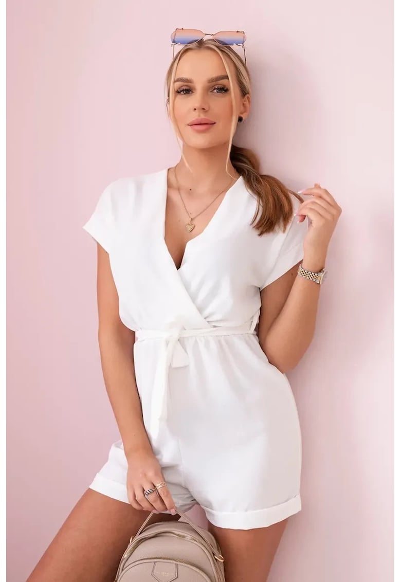 Salopeta scurta cu cordon in talie -