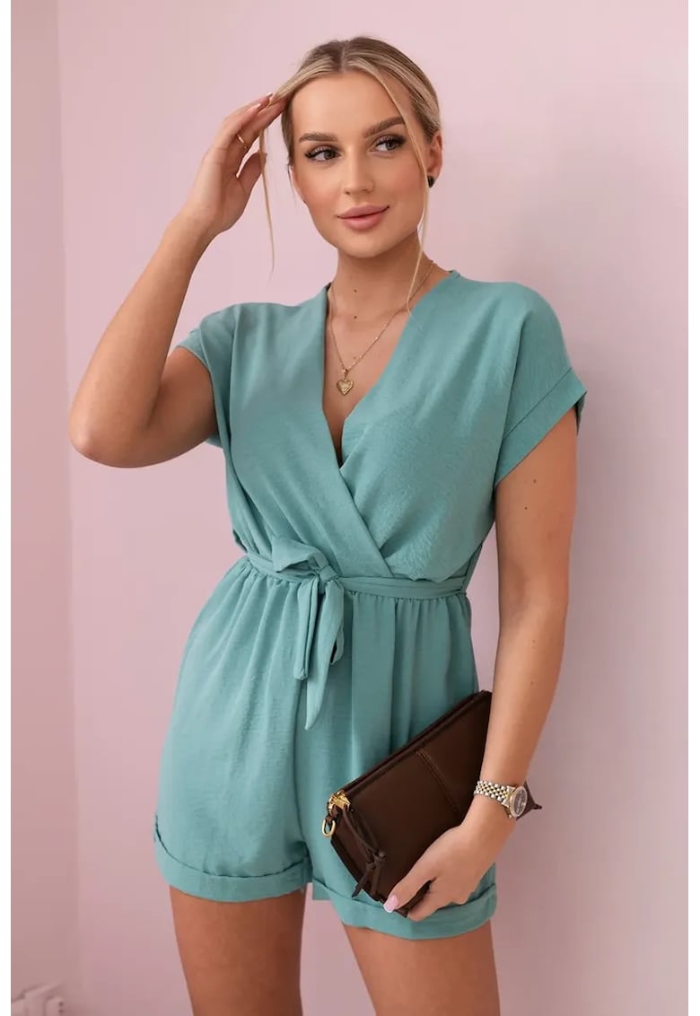 Salopeta scurta cu cordon in talie -