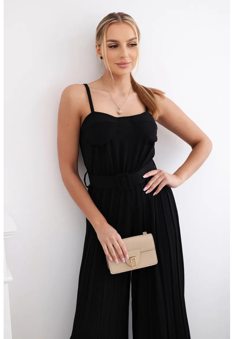 Salopeta plisata cu bretele subtiri -