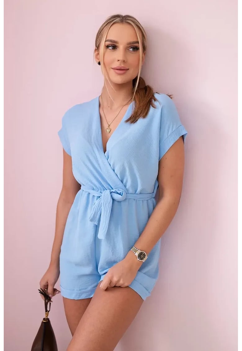 Salopeta scurta cu cordon in talie -