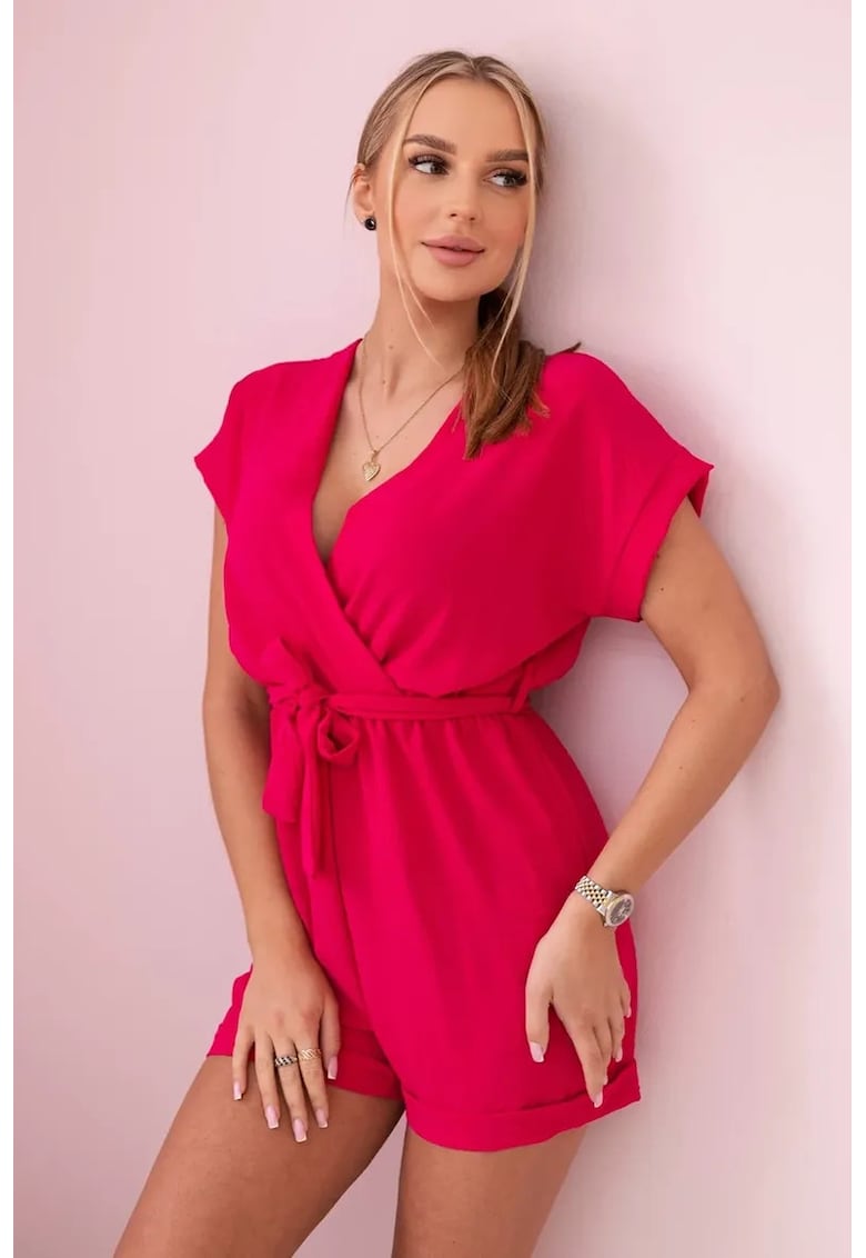 Salopeta scurta cu cordon in talie -