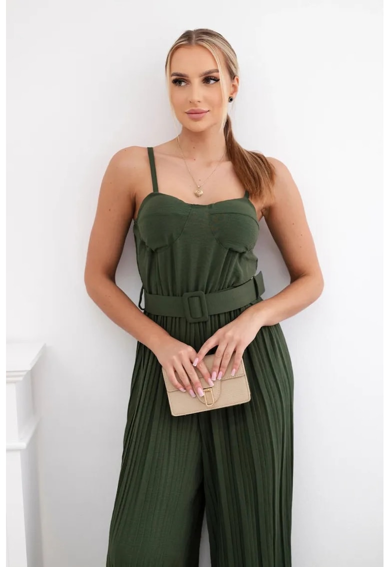 Salopeta plisata cu bretele subtiri -