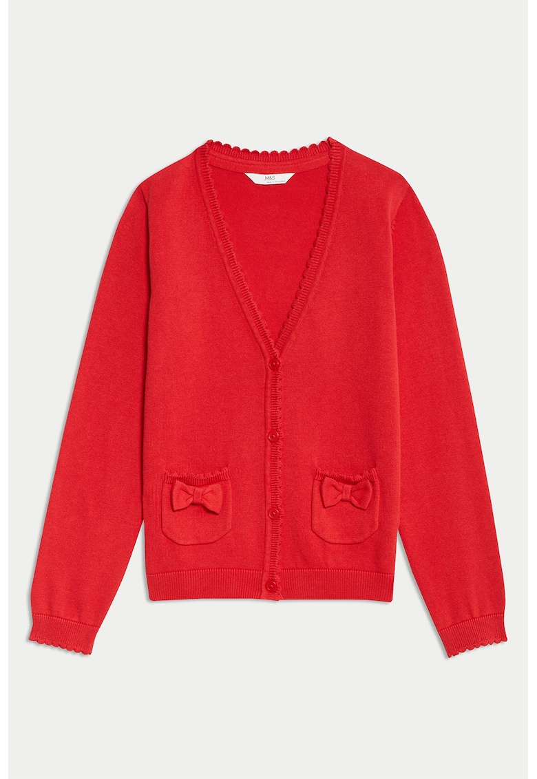 Marks Spencer Cardigan cu decolteu in V si buzunare - Rosu