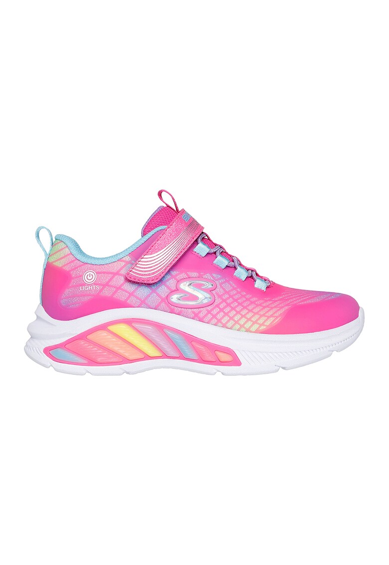Pantofi sport Rainbow Cruisers cu LED-uri - Albastru pastel/Fucsia/Alb optic