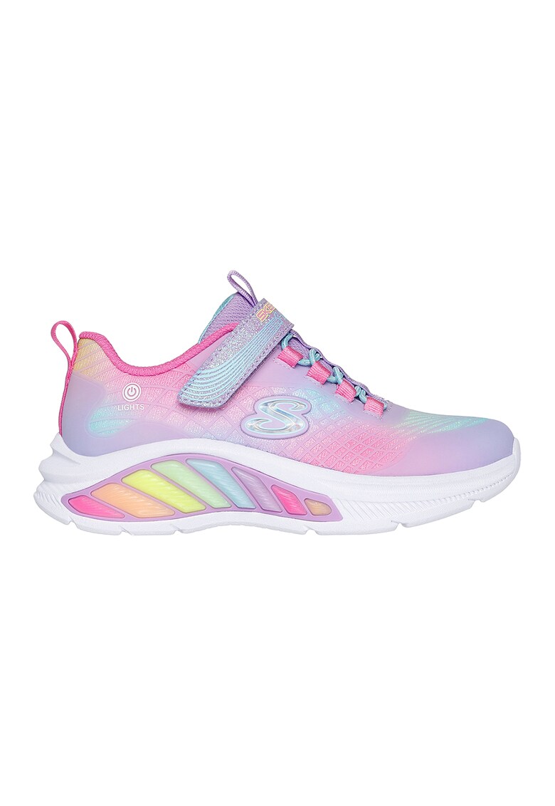Pantofi sport Rainbow Cruisers cu LED-uri - Verde pal/Lila/Alb optic
