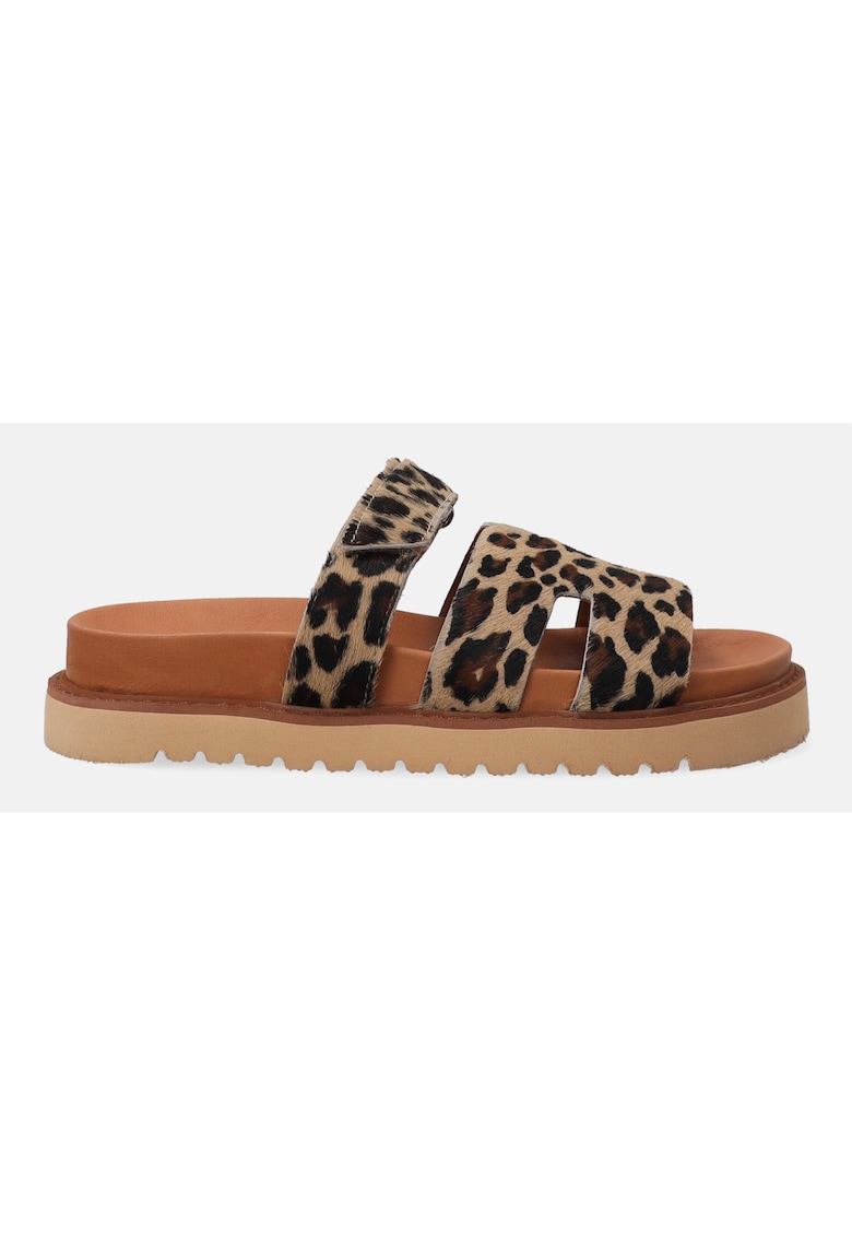 Papuci din piele cu model leopard