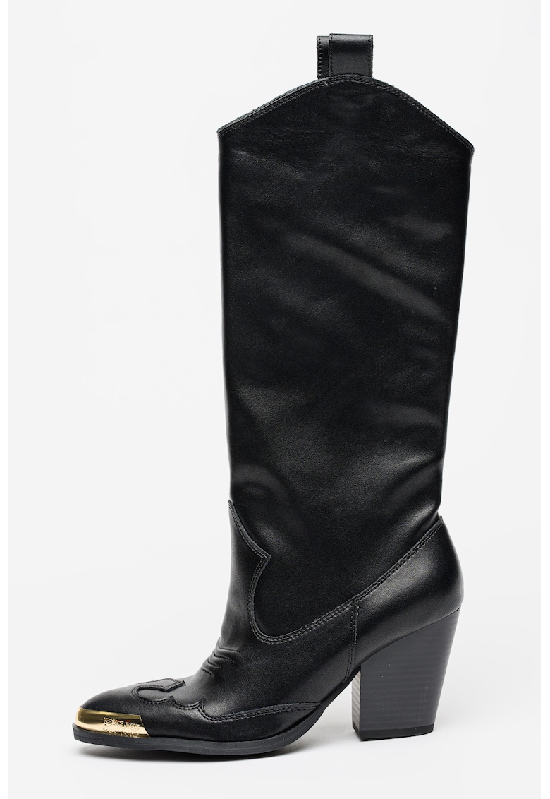 Cizme lungi de piele cu toc