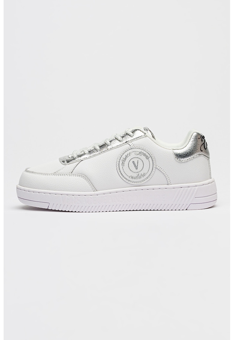 Pantofi sport low cut de piele ecologica Meyssa - Alb optic/Argintiu