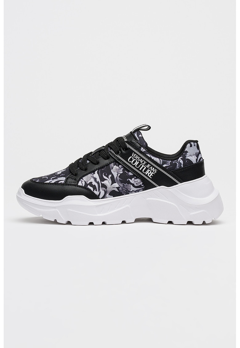 Pantofi sport cu model logo - Negru/Gri deschis